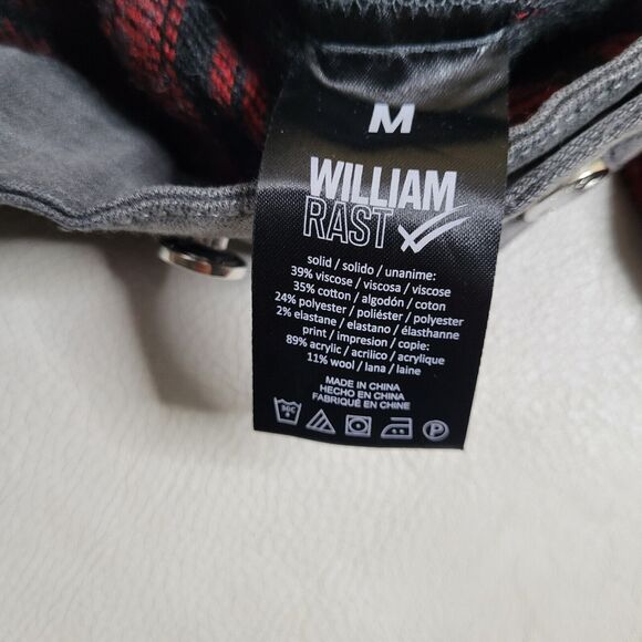 William Rast Motocross Flannel Denim Jacket Womens Red Black Plaid Cowgirl Med - Picture 10 of 13